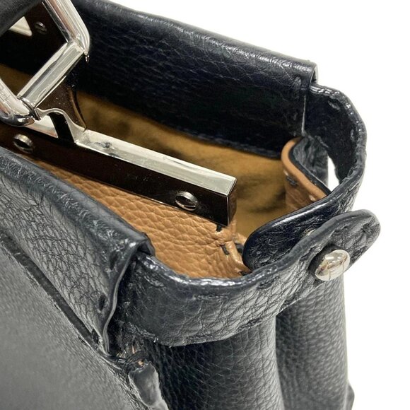 Auth FENDI Celeria, Peekaboo Iconic Medium (Women's) 8BN290 Black Roman Leather - Picture 16 of 16